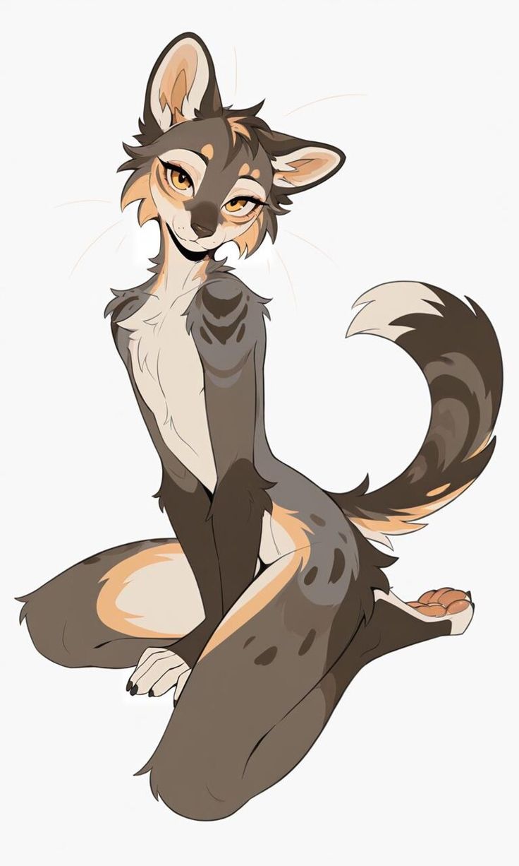 Elegant seated feline character illustration