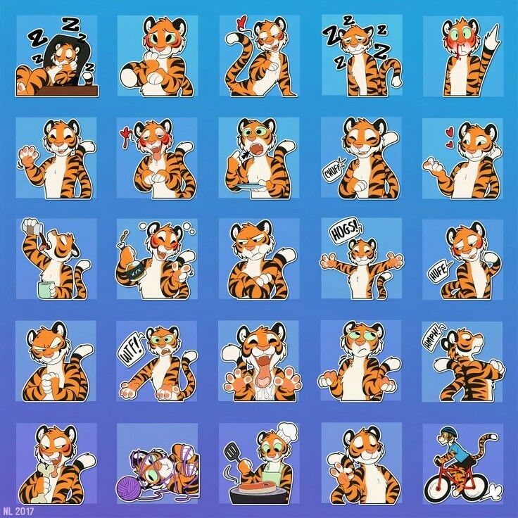 Tiger character sticker and emote set