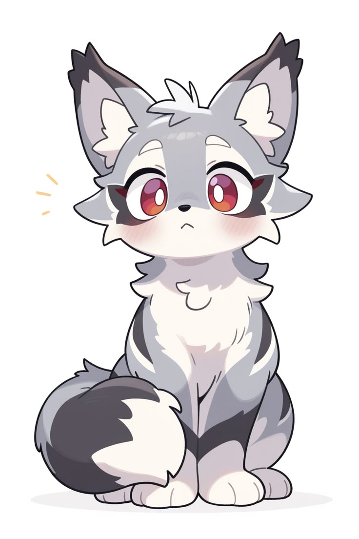 Chibi grey wolf character illustration